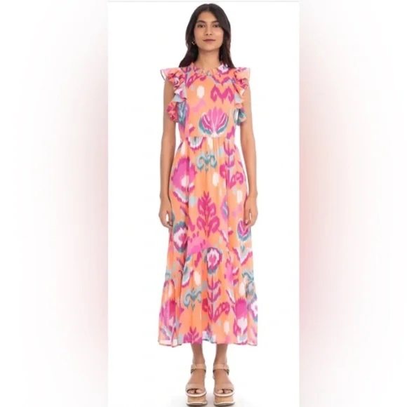 NEW BANJANAN hannah dress in ikat floral spice - Picture 2 of 10